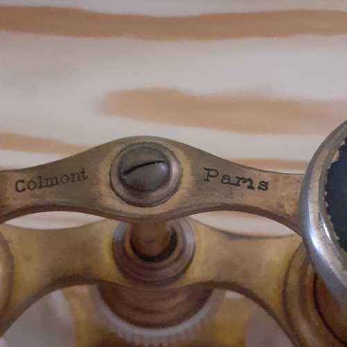 115B - Opera binoculars Colmont Paris. Great mother of pearl and brass detail. Nice example