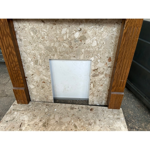 920 - Wooden Fireplace Surround with heavy marble rear and base