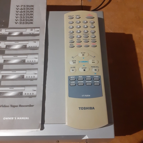 113A - Toshiba Video Casette recorder, remote and instructions.  Model V642UK. Working order