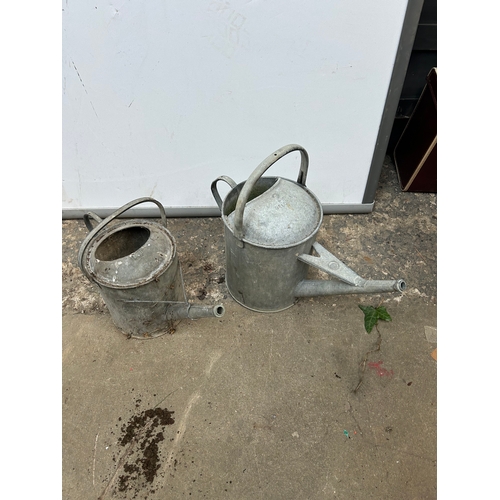 721 - Pair of Galvanised Metal Watering Cans