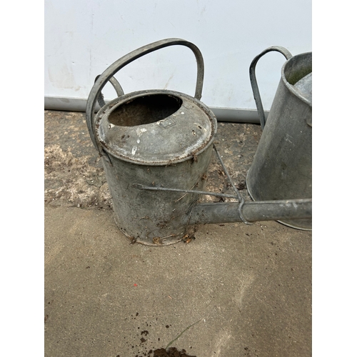 721 - Pair of Galvanised Metal Watering Cans