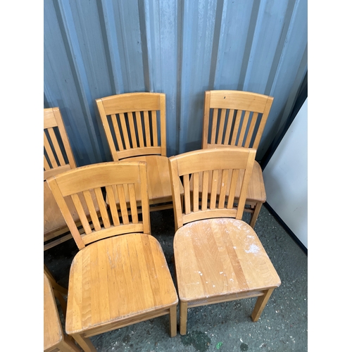 877 - Set of 7 wooden dining chairs