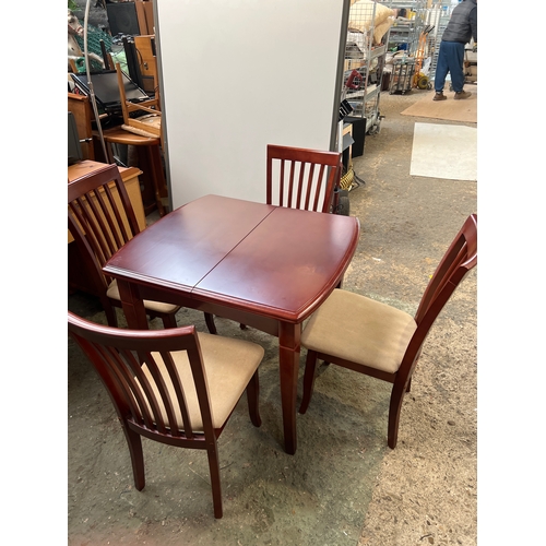 270 - Mahogany dining table - central leaf to extend - with 4 chairs - in very clean condition