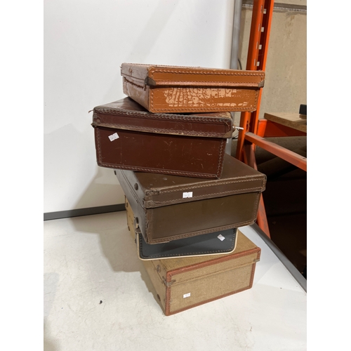 148 - 5x vintage leather clad cases