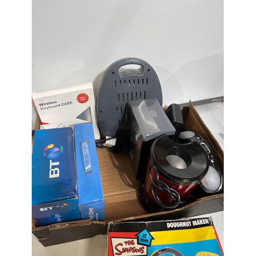 203 - Mixed lot inc Simpson doughnut maker & BT phones