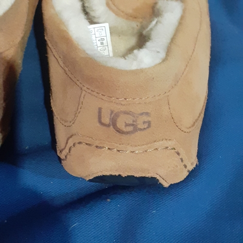 124A - Ugg slippers size 8. Condition is goid worn condition, may benefit a clean on one heel area