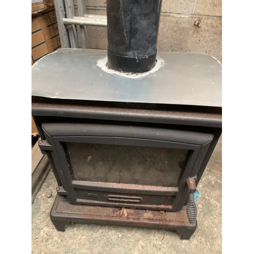 539 - Heavy cast iron Log Burner with long flute - with gas adaption