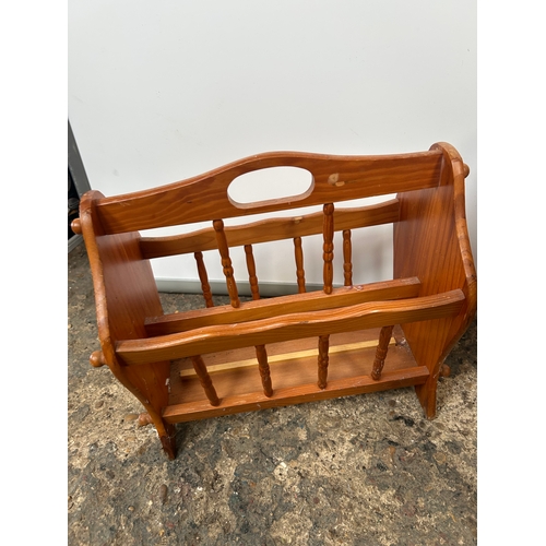 442 - Upholstered Wooden Stool and Magazine Rack