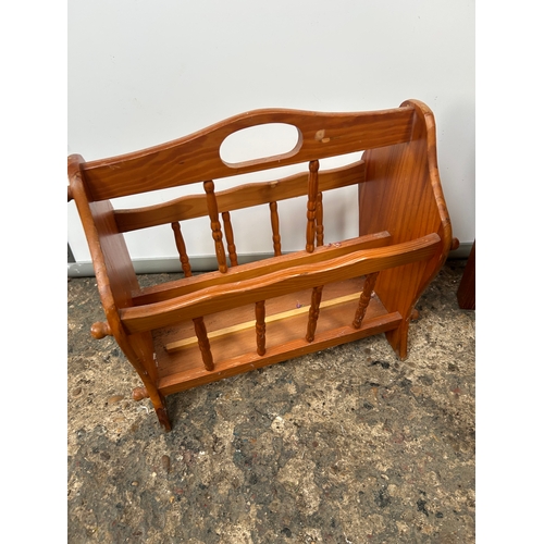 442 - Upholstered Wooden Stool and Magazine Rack