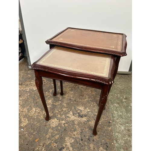 491 - Nest of Two Tables with leather tops