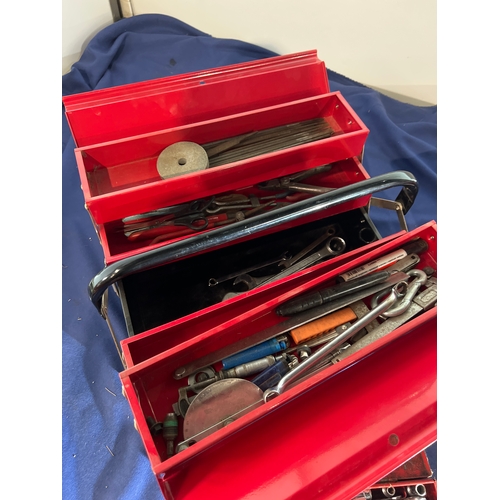 100 - 2x quality cantilever tool boxes with contents of sockets and tools