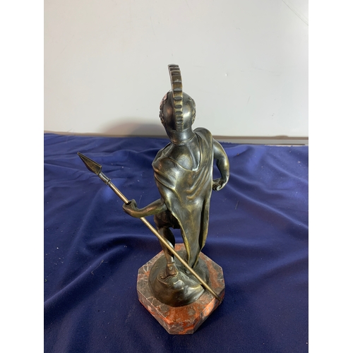 41 - Bronze Roman style figure on marble base - nice detailing - 30cm tall