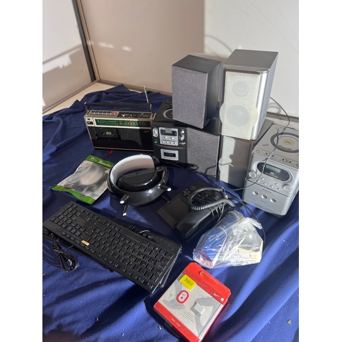 182 - Mixed lot inc audio systems, apple adapter, cables and more