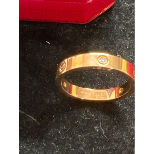 60A - Cartier Love 18ct diamond gold ring - with box & certificate - Cartier 750 62 - 3.4g - size size U/5... 