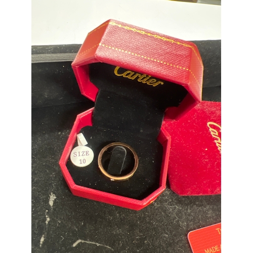 60A - Cartier Love 18ct diamond gold ring - with box & certificate - Cartier 750 62 - 3.4g - size size U/5... 