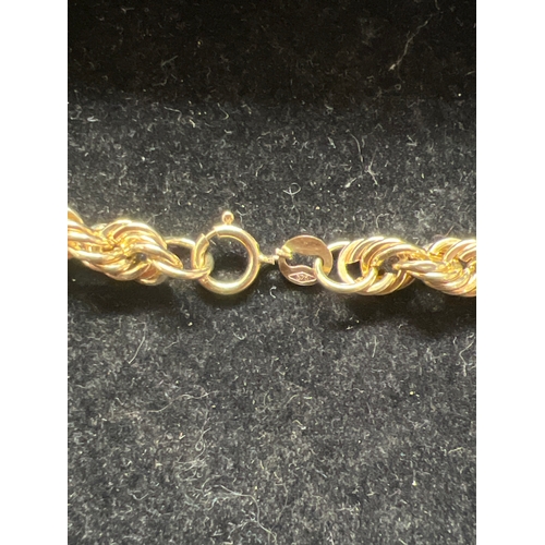 62A - 9ct chunky rope style  gold necklace in very good condition - 6.95g