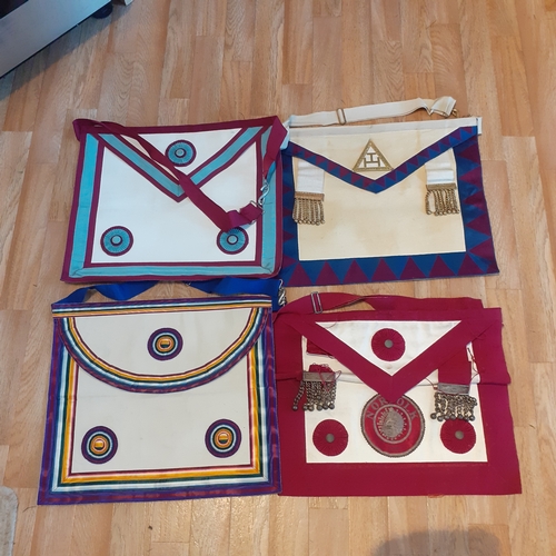 146A - Masonic Regalia, Aprons x 4.  Craft Provincial, Grand Arch Mariner etc. One needs small repair but o... 