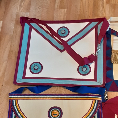 146A - Masonic Regalia, Aprons x 4.  Craft Provincial, Grand Arch Mariner etc. One needs small repair but o... 