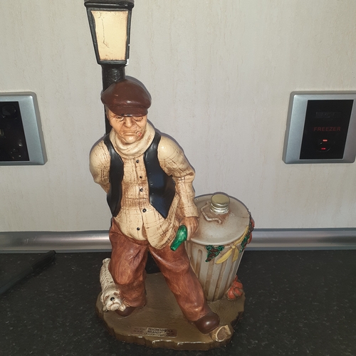 141B - Teischenne S A. Brandy Barrel ornament,  man, dog, lamppost. Great detail. Some minor age related sc... 