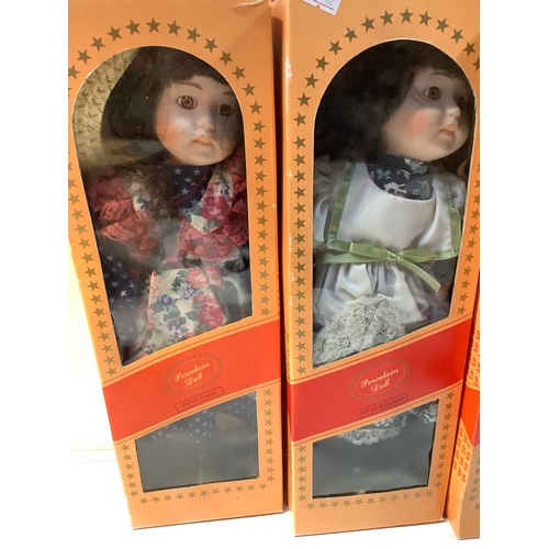 56 - 3 boxed porcelain dolls Louise Elizabeth & catherine