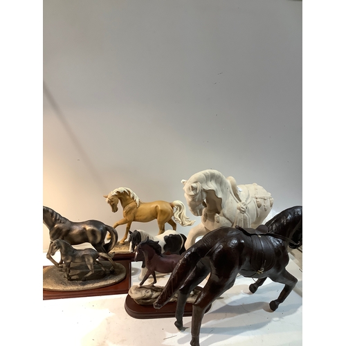 68 - Collection of horse ornaments - one is leather*