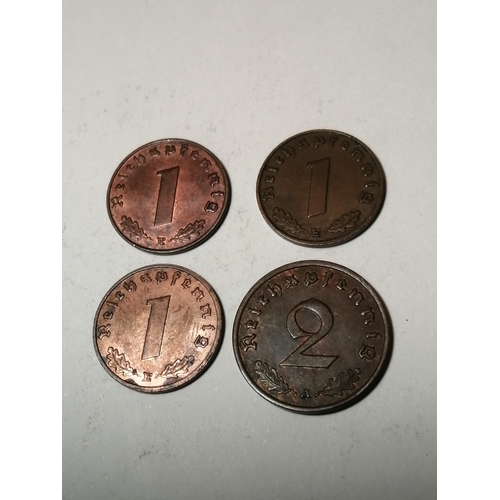 472A - COINS : GERMANY 4 x WWII coins All with swastika on the reverse All coins in high grades