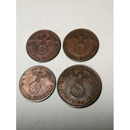 472A - COINS : GERMANY 4 x WWII coins All with swastika on the reverse All coins in high grades