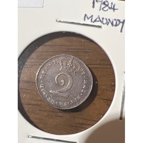 36A - COINS : 1784 George lll maundy twopence in extremely fine condition