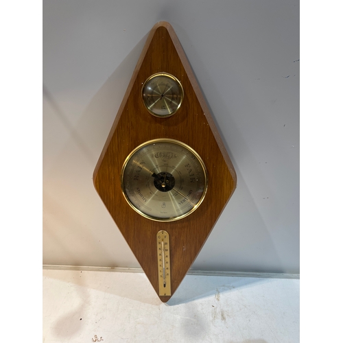 153 - German triangular barometer in oak frame