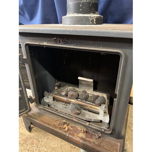 539 - Heavy cast iron Log Burner with long flute - with gas adaption