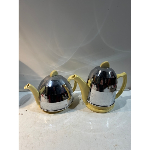 168 - Ceramic coffee and tea pots with liners