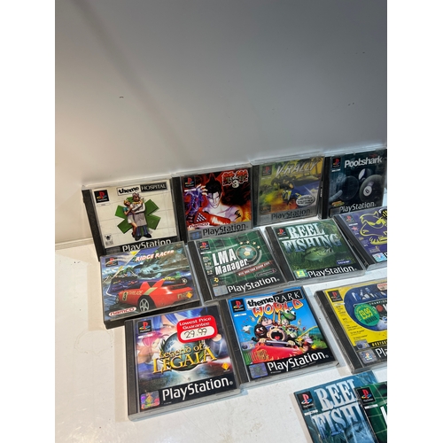 171 - Quantity of PS1 games inc theme hospital, pool shark, reel fishing, legend of Legala and more