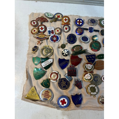 198 - Pin badge collection inc Sports badges, Lincolnshire fire brigade, women’s section British legion, j... 