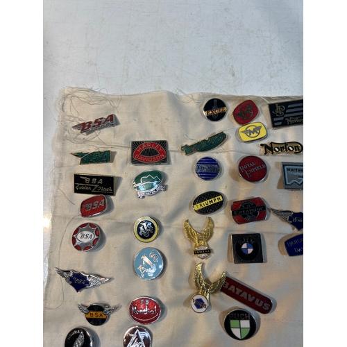 204 - Pin badge collection inc motorbike brands - BSA, BSA golden hash, Harley Davidson, hells angels, Puc... 