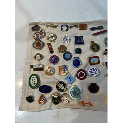 208 - Pin badge collection inc Locomotives, planet Hollywood, driver and inspector, VA, Michelin and more