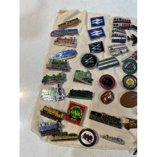 210 - Pin badge collection inc locomotives, British rail, NYMR Drewry, east Lincolnshire railway, Leyland ... 