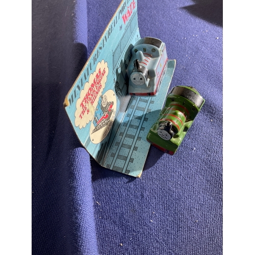 271 - 2 Wade whimsies Thomas the tank engine on card and Percy