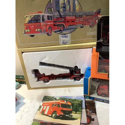 251 - 10 fire engine postcards corgi American Lafrance corgi fire heroes and more