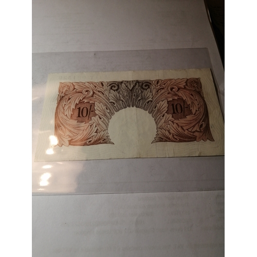 37A - COINS : Ten shilling note L K O'brien (1955 to 62) in about mint condition