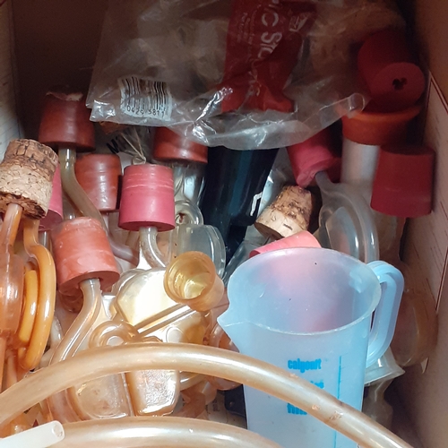 107 - Wine fermenting equipment including stoppers, corking tools, corks and more
