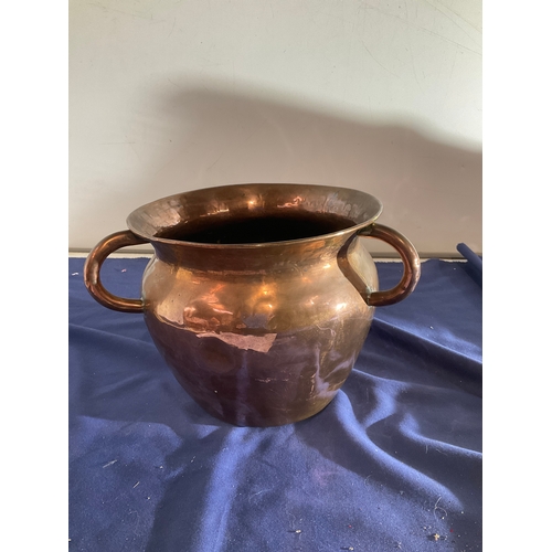 Large Victorian 3 handled copper pot 10” tall