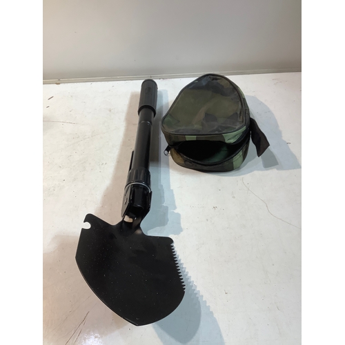 185 - Portable mini shovel with compass on end of handle