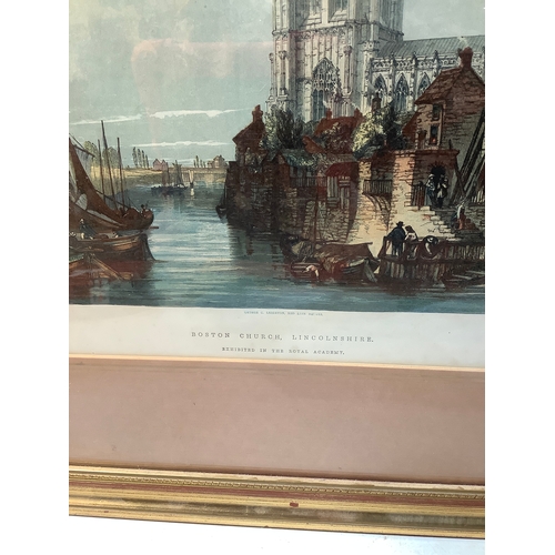 180 - Framed picture of Bostons church Lincolnshire exhibited in the royal academy