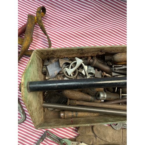 61 - Heavy duty tool case with vintage hand tools