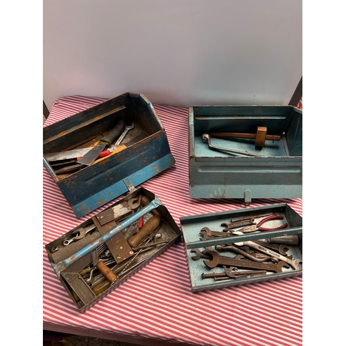 62 - 2x metal tool boxes with contents of mainly spanner’s inc brands Bedford, superslim, Britool and mor... 