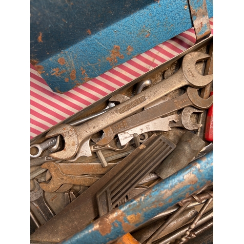 62 - 2x metal tool boxes with contents of mainly spanner’s inc brands Bedford, superslim, Britool and mor... 
