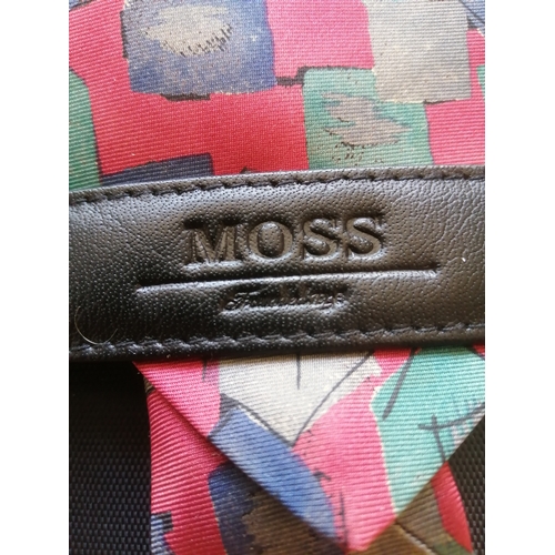 50A - 3 x silk ties in a Moss travel tie case