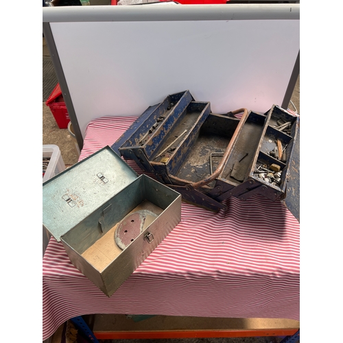63 - Cantilever metal tool box with one other small metal box