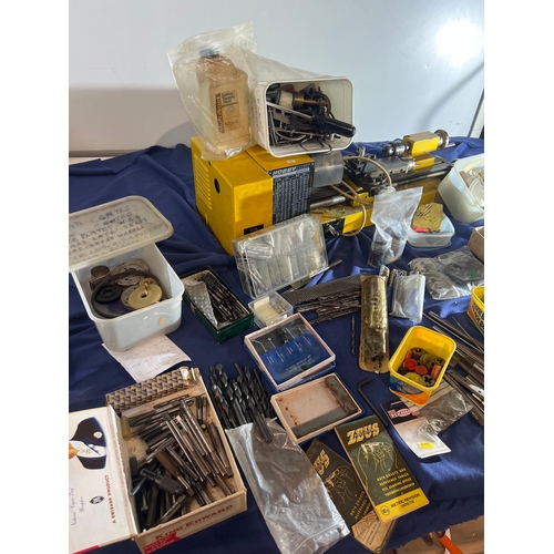 75 - HobbyMat MD65 lathe with a huge assortment of accessories inc drill bits, tap & die attachments, gea... 