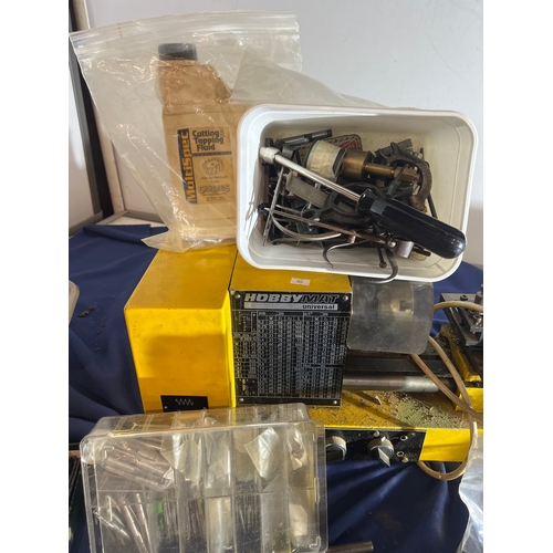 75 - HobbyMat MD65 lathe with a huge assortment of accessories inc drill bits, tap & die attachments, gea... 